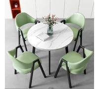 Stylish Army Green Round Dining Table Set for 4 - Perfect for Office Conference Room & Living Room - Elegant Negotiation Table with Chairs for Dining & Meetings