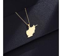 Stylish-Art Afghanistan Map Pendant Necklace,Attractive Afghanistan Map Pendant Necklace For Unisex,Patriotic Item Ethnic Anniversary Charm Jewelry,Gold,60Cm Chain