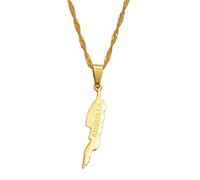 Stylish-Art Anguilla Island Map Pendant Necklaces - Ethnic Pattern Region Anguilla Island Maps Sweater Chain Charm Hip Hop Trendy Jewelry for Women Men Collarbone chain,Gold,45cm