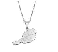Stylish-Art Austria Map Pendant Necklaces - Ethnic Pattern Flag Region Austria Maps Sweater Chain Charm Hip Hop Trendy Jewelry For Women Men Collarbone Chain Necklaces,Silver,45Cm
