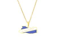 Stylish-Art El Salvador Map Pendant Necklaces - Ethnic Pattern Flag Region El Salvador Maps Collarbone Chain Necklaces Charm Hip Hop Trendy Jewelry For Women Men Sweater,Gold,50 Cm