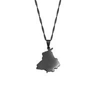 Stylish-Art India Punjab State Map Pendant Necklaces - Ethnic Pattern Flag Region India Punjab State Maps Sweater Chain Charm Hip Hop Jewelry for Collarbone chain Necklaces,Black,45cm