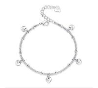 Stylish-Art S925 Shiny Sweet Style Bracelet,Exquisite Temperament Five Love Heart Charm Bangle Gift Jewelry Birthday Party Gift For Men And Women,Silver