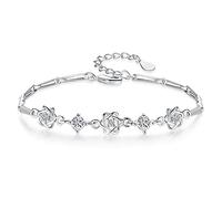 Stylish-Art Shiny Sweet Style Bracelet In Silver 925,Sparkling Cute Temperament Clear Star Of David Bangle Jewelry Birthday Gift For Men And Women,Silver