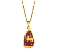 Stylish-Art Sri Lanka Map Pendant Charm,Sri Lankan Map Necklace With Colorful Flag Pattern,Ethnic Patriotic Ornament Charm Jewelry Gifts For Women Men,Gold,45Cm Chain