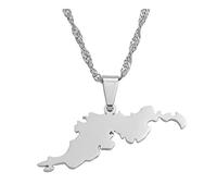 Stylish-Art The British Virgin Islands Tortola BVI Map Pendant Necklaces - Ethnic Pattern Flag Region Maps Sweater Chain Charm Hip Hop Trendy Jewelry for Women Men,Silver,45cm