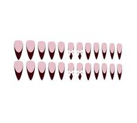 Stylish Artificial Nails Long Press On With Bows Designs French Tips Valentine's Day False For Women Girls False Nail