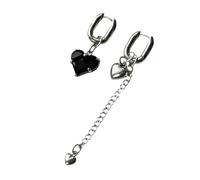 Stylish Asymmetrical Studs Earrings with Heart Shape for Everyday Use Faux Stone Drops Earrings