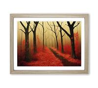 Stylish Autumn Forest Framed Print | A2 Oak Framed Wall Art | Ready to Hang | Modern Landscape Picture | Living Room Bedroom Lounge Office