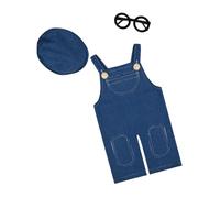 Stylish Baby Jeans Overalls, Breathable Polyester Photoshoots Outfit with Bow Tie for Birthdays and Special Occasions Machine Washable Baby Photo Clothes