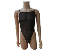 Stylish Backless Thong Bodysuit, Soft Sheer Fabric for Men, Perfect for Nighttime Activities or Special Moments (Black)