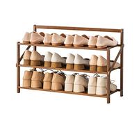 Stylish Bamboo 3-Tier Shoe Rack - Folding Wooden Storage Shelf for Entryway Hallway & Bedroom - Space-Saving & Eco-Friendly Design in Elegant Brown Finish