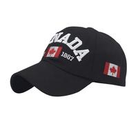 Stylish Baseball Cap, I Love Canada Letter Embroidered Peaked Cap Adjustable Classic Style Baseball Cap Hat Black