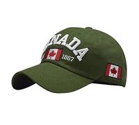 Stylish Baseball Cap, I Love Canada Letter Embroidered Peaked Cap Adjustable Classic Style Baseball Cap Hat Green