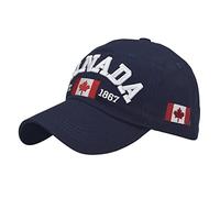 Stylish Baseball Cap, I Love Canada Letter Embroidered Peaked Cap Adjustable Classic Style Baseball Cap Hat Navy Blue