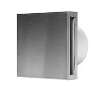 Stylish Bathroom Extractor Fan - 100mm / 4” - Kitchen Ventilator with Front Cover. (Timer and Humidity Sensor, Stainless Steel)