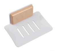 Stylish Bathroom Soap Tray for Counter or Wall(A walnut + black) | Space-saving wall mount, includes glue and sticker, secure hold on smooth tiles, tidy counter