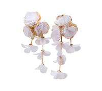 Stylish Beach Earrings Multicolor Chiffons Flower Dangles Portable Alloy Jewelry for Women Permanent Metal Earrings