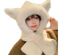 Stylish Beanie Cap Women's Winter Carnival Beanie Thick and Warm with Integrated Neck Warmer for Autumn and Winter It features ears and a scarf