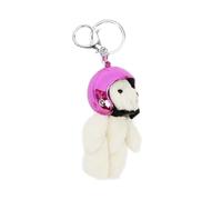 Stylish Bear Charm Keychain Soft Bag Pendant Helmeted Bear Charm Polyester Key Adornment for Various Occasion