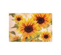 Stylish Beautiful Sunflower Placemats For Dining Table Set Of 6 - Anti-Skid, Polyester, Wipe Clean, 12x18in Place Mats For Table Washable For Kitchen, Hotel, And Banquet