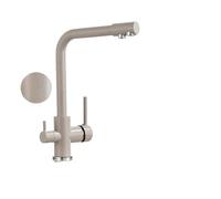 Stylish Beige Chrome Brass Kitchen Faucet with Double Handle 3Way Water Filter for Hot & Cold Drinking Water Easy to Install Modern Dot Design