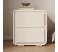 Stylish Beige Microfiber Leather Nightstand with 2 Drawers, Compact Bedside Table for Bedroom & Living Room, Modern End Table, 15.7in White Dresser