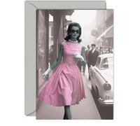 Stylish Birthday Card - The Girl In The Pink Dress - Stunning Fashion Birthday Cards for Women Men Friend Colleague Mum Dad Sister Brother Nan Grandad Auntie Uncle, 5x7 Inch Greeting Cards Gift
