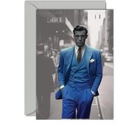 Stylish Birthday Card - The Man In The Blue Suit - Stunning Fashion Birthday Cards for Women Men Friend Colleague Mum Dad Sister Brother Nan Grandad Auntie Uncle, 5x7 Inch Greeting Cards Gift