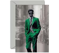 Stylish Birthday Card - The Man In The Green Suit - Stunning Fashion Birthday Cards for Women Men Friend Colleague Mum Dad Sister Brother Nan Grandad Auntie Uncle, A5 Greeting Cards Gift