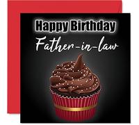 Stylish Birthday Cards for Father in Law - Birthday Cupcake - Fun Card for Father in law from Son Daughter, 145mm Bday Greeting Cards Gift Daddy