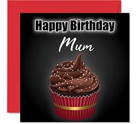 Stylish Birthday Cards for Mum - Birthday Cupcake - Fun Card for Mum from Daughter Son, Mother Gifts, 145mm Bday Greeting Cards Mama Mom Mam Mammy