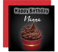 Stylish Birthday Cards for Nanna - Birthday Cupcake - Fun Card for Nan from Grandson Granddaughter, Nan Gifts, 145mm Bday Greeting Cards Gift Nana