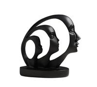 Stylish Black Abstract Face Statue - Unique Resin Human Head Sculpture, Aesthetic Art Figurine for Home & Office Decor, Modern Desktop & Bedroom Ornament