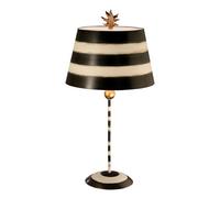 Table Lamp Striped Shade Palm Leaf Finial Black Cream Stem LED E27 100W