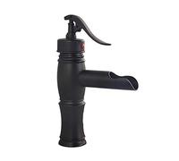 Stylish Black Bathroom Faucet Single Handle Brass Sink Mixer with Hot & Cold Control Ceramic Valve Antique Design for Sink & Bidet Waterfall Spout