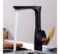 Stylish Black Brass Kitchen Faucet 360° Swivel Mixer Tap for Bar & Commercial Use Hot & Cold Water Rectangular Design Elegant Gold Finish for Modern Kitchens