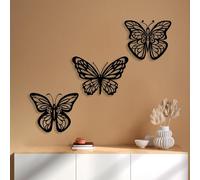 Stylish Black Decorative Metal Wall Accessory (3 Pieces) | 100% Metal, 1.5 mm Thick | Sizes: 32 x 26 cm, 36 x 25 cm, 30 x 25 cm | Easy Wall Hanging, Modern Design