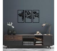 Stylish Black Decorative Metal Wall Accessory (3 Pieces), 34 x 67 cm, 100% Metal, 1.5 mm Thick, Perfect for Modern Home Decor & Gallery Walls