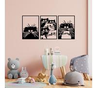 Stylish Black Decorative Metal Wall Accessory (3 Pieces), 50 x 70 cm, 100% Metal, 1.5 mm Thickness, Perfect for Modern Home Decor & Art Display
