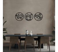 Stylish Black Decorative Metal Wall Accessory, 70 cm Diameter, 100% Metal (1.5 mm Thick), Perfect for Modern Home Decor and Unique Wall Art