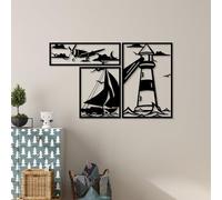 Stylish Black Decorative Metal Wall Accessory Set (3 Pieces) | 1.5 mm Thick | Sizes: 18 x 57 cm, 41 x 33 cm, 60 x 40 cm | Perfect for Modern Home Decor
