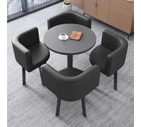 Stylish Black Dining Table Set with 4 Soft Cushioned Chairs Metal Base NonSlip PadsIdeal for Kitchen Reception or Conference Room Use