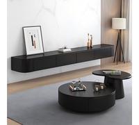 Stylish Black Floating TV CabinetSolid Wood SpaceSaving Media Console with Door & Drawer 160cm WallMounted Storage Unit for Living Room Modern TV Shelf