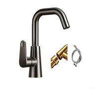 Stylish Black Kitchen Faucet With Pull Out Wand Dual Function Spray And Hot Cold Water Adjustment Stainless Steel Material Mounted Fit Gray Silver Finish Fingerprint Resistant Single Knob(Gray1)