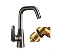 Stylish Black Kitchen Faucet With Pull Out Wand Dual Function Spray And Hot Cold Water Adjustment Stainless Steel Material Mounted Fit Gray Silver Finish Fingerprint Resistant Single Knob(Gray)