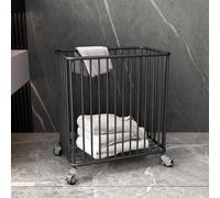 Stylish Black Laundry Basket, Breathable Design with Wheels, Gold Trim, Perfect for Bathroom & Bedroom, 15.7 Inch Height, Large Capacity, Durable & Versatile Storage Solution