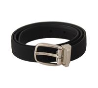 Stylish Black Leather Belt with Silver Metal Buckle - male - Dolce & Gabbana - Belts - Black - ONE SIZE - Accessories ONE SIZE