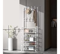 Stylish Black Metal Coat Rack with Shoe Storage - 60cm Freestanding Hanger for Entryway, Bedroom & Living Room - Modern Design, & Space-Saving