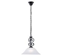 Stylish Black Pendant Ceiling Light With White Alabaster Shade